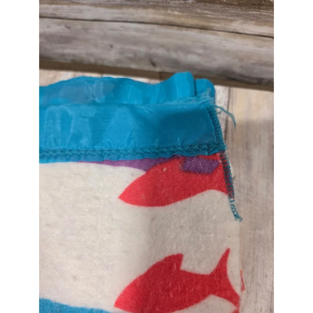 Vintage 90s Springs‎ Industries Reef Fish Plush Blanket San Marcos Style 86x96